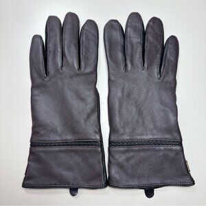Auclair Womens Size 8 Leather Black Light Weight Driving Gloves